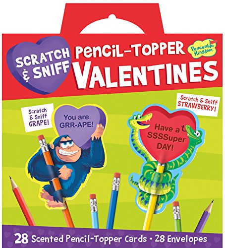 PEACEABLE KINGDOM Pencil Topper Super Valentine Scratch And Sniff, 1 EA