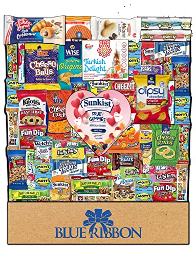 Valentines Day Snack Box Care Package Variety Pack (48 Count) Ultimate Sampler Mixed Box, Cookies Chips Candy Care Package - College Students Office Staff