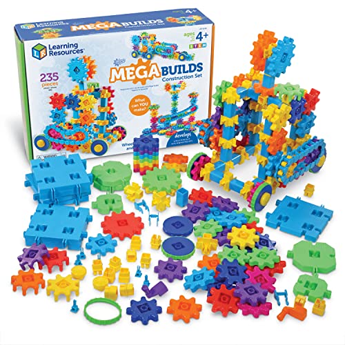 Learning Resources Gears! Gears! Gears! Mega Builds, STEM Building Set, Gears Toys for Kids, 235 Piece, Ages 4+, STEM Toys