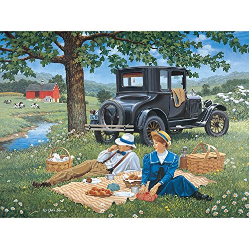 Bits and Pieces - 300 Large Piece Jigsaw Puzzle for Adults - Good Ole Summertime - 300 pc Summer Picnic Jigsaw by Artist John Sloane