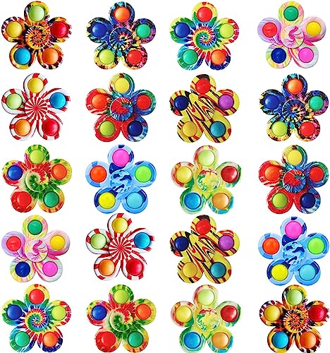 20 Pcs Pop Bubble Fidget Spinners for Party Favors, Hand Fidget Bulk Toys for Classroom Prizes, Halloween Christmas Valentine Gifts for Kids Goodie Bag Stocking Stuffers
