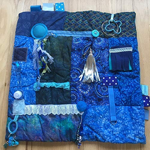 Alzheimer's Fidget Quilt, 23'x23' BEAUTIFUL BLUE DREAMER by Restless Remedy