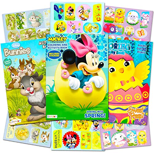 Disney Easter Coloring and Activity Book Set with Stickers (3 Books Featuring Bunnies, Mickey Mouse, Minnie Mouse and More)
