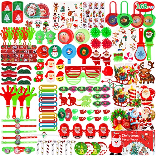 168Pcs Christmas Party Favors Assortment Toys Stocking Stuffers Christmas Toys Bulk for Kids Birthday Party Gifts School Classroom Rewards Carnival Prizes Goodie Bag Pinata Fillers Treasure Box