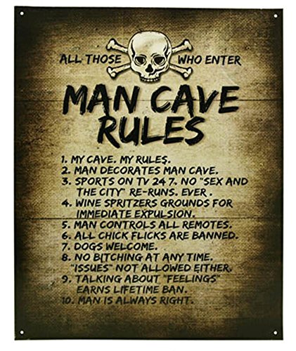 Man Cave Rules Top 10 Gameroom Bar Pub Novelty Tin Sign (Standard Version)