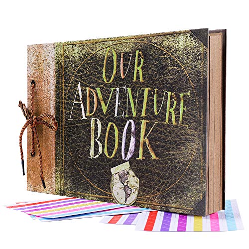 Gotideal Photo Album Scrapbook, Our Adventure Book, DIY Handmade Album Scrapbook Movie Up Travel Scrapbook for Anniversary, Wedding, Travelling, Baby Shower (Travel Scrapbook)