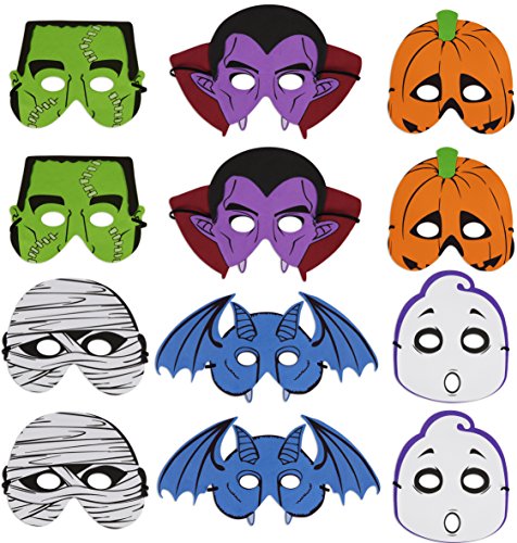 Kangaroo Halloween Masks,12-Pack Halloween Foam Masks for Kids Costume Parties- Scary, Scream, Mummy, Ghost, Pumpkin, Batman, Zombie, Vampire, Ghost Mask Costume Mask, Face Mask Halloween, Party Mask