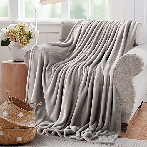 Reafort Ultra Soft Flannel Fleece All Season Light Weight Living Room/Bedroom Warm Blanket (Silver Grey, Throw 50'X60')