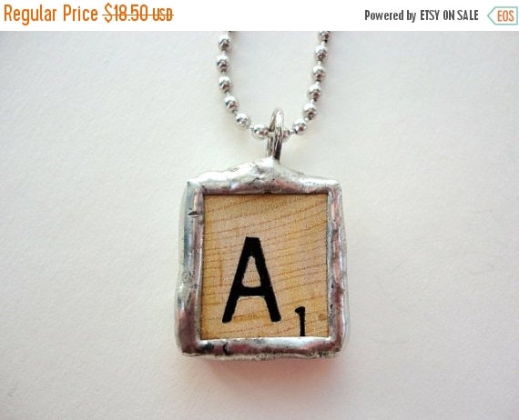 Scrabble tile necklace - Gifts for the Letter A
