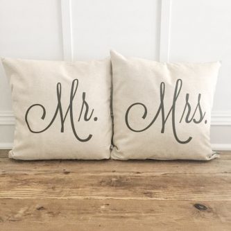 Gift Ideas for the Letter M - Mr and Mrs pillows