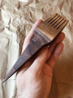 Medium walnut weaving comb unique Gift Ideas for the Letter M 
