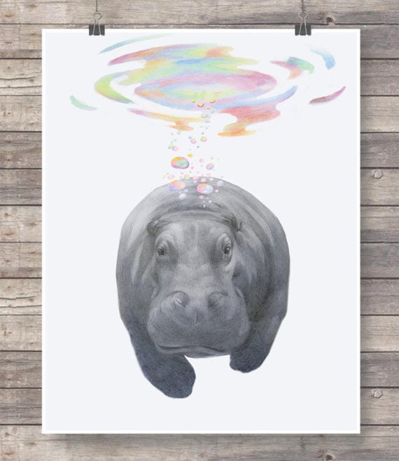 Great Gift Ideas for the Letter H - Hippopotamus print