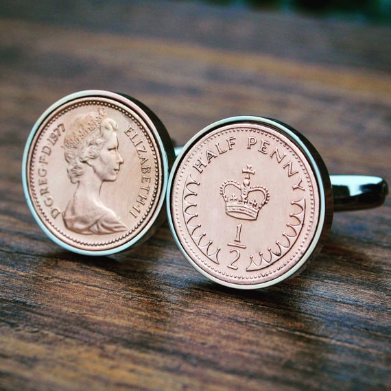 Give your husband Half Penny Cufflinks with his Birth Year for his 40th birthday to celebrate the occasion