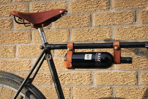 Leather bicycle wine rack gift