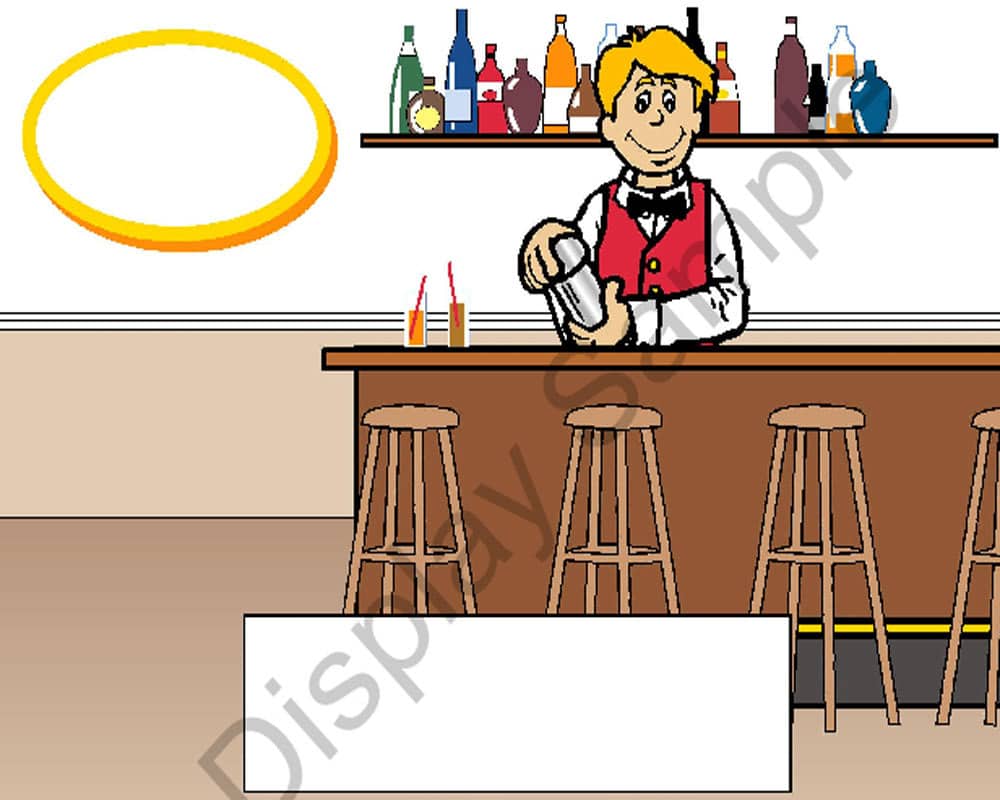 Personalized bartender cartoon drawing