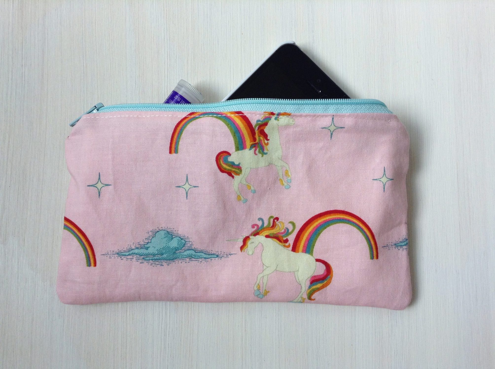 Rainbow unicorn pouch