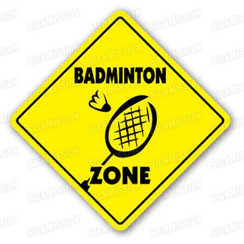 Thank You Gift Ideas for Badminton Coaches -Yellow badminton zone sign. 