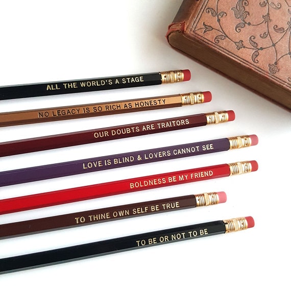 Gift ideas for Shakespeare lovers include these fun pencils of course. 