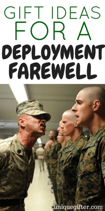 Gift Ideas for a Deployment Farewell | Military shipping out gifts | Armed Forces see you soon gifts | What to get when my wife deploys | what to get from my kids when my husband deploys | Overseas tasking | Navy | Army | Marines | Airforce