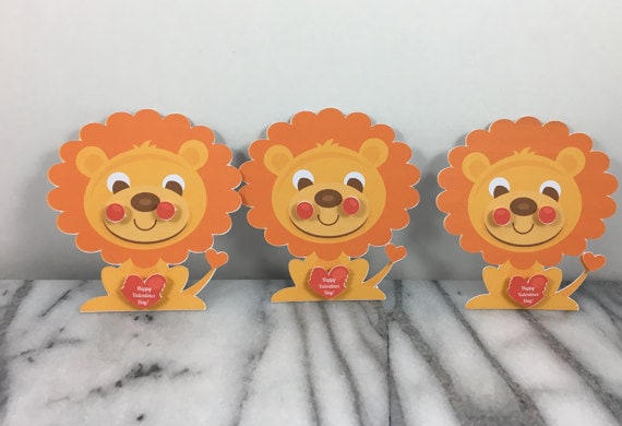Lion notecard valentines for preschoolers