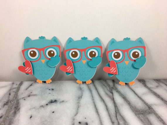 Nerdy Owl Valentine’s Mini Notecards, Set of 12