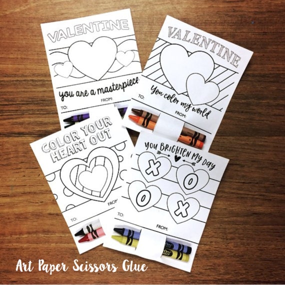 DIY Printable Valentines for Kids to Color