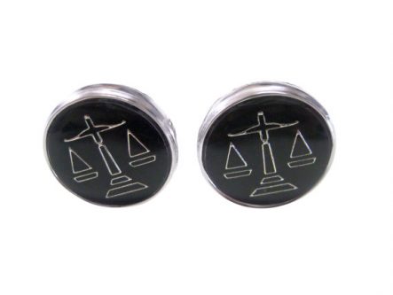 A Set of Scale of Justice Law Cufflinks and Tie Clip