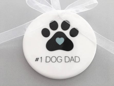 Father's day gifts for dog dads include cute ones for the tree. 