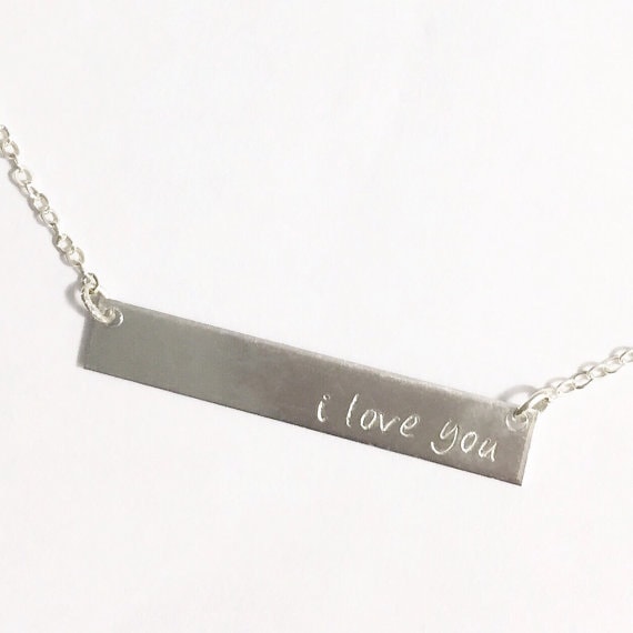 I love you hand stamped necklace