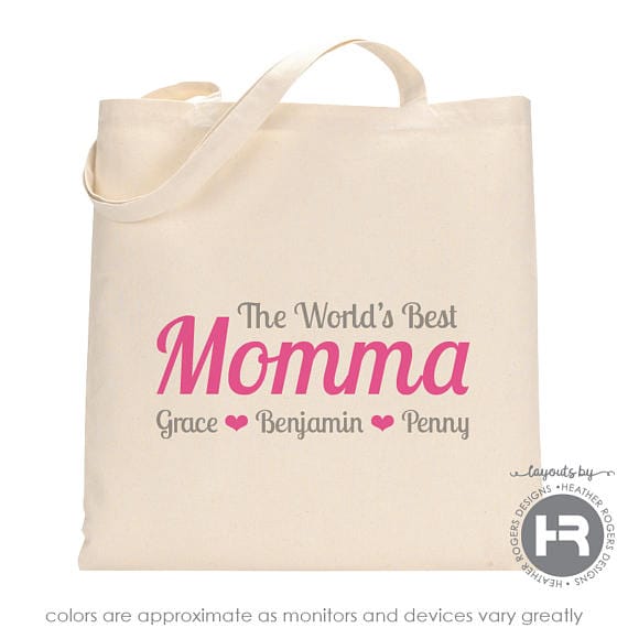 20 Mother’s Day Gift Ideas Under $20: tan colored tote that says the world's best momma. 