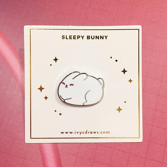 Cute sleepy bunny enamel pin