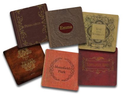 Gift Ideas For English Teachers - Six different Jane Austen coasters. 