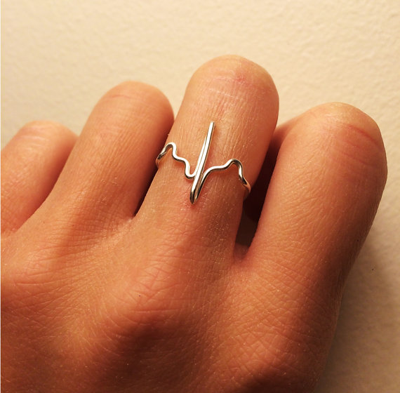 Heartbeat ring as a gift idea for your girlfriend on Mother's Day