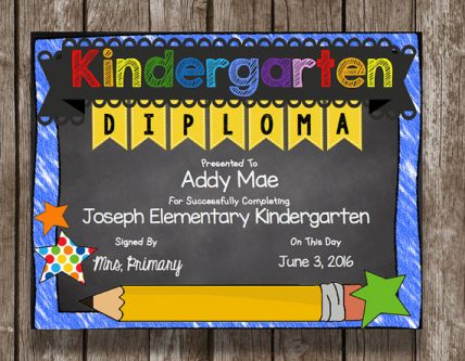 Graduation Kindergarten Diploma Instant Download