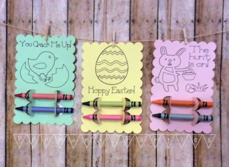 Coloring cards with crayons attached