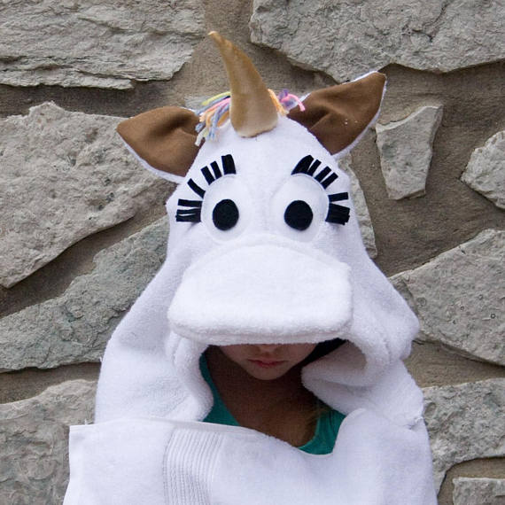 cute unicorn hooded towel