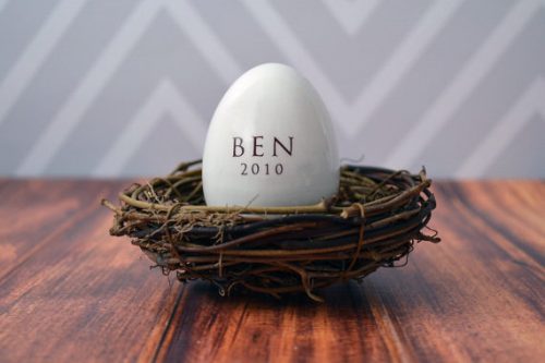 Personalized ceramic keepsake egg