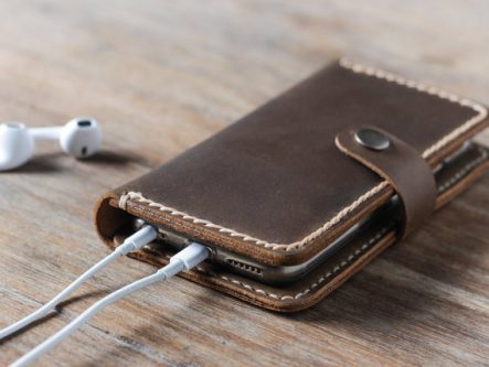 Leather phone case with clasp