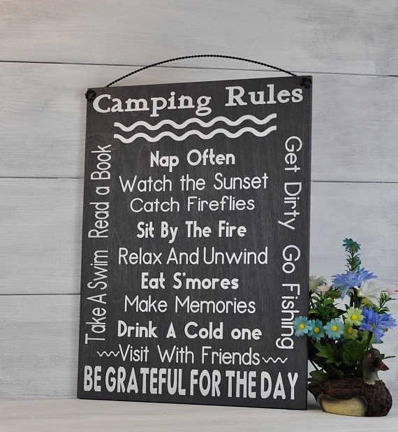 Camping rules sign