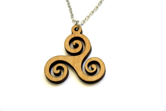 celtic wooden pendant necklace