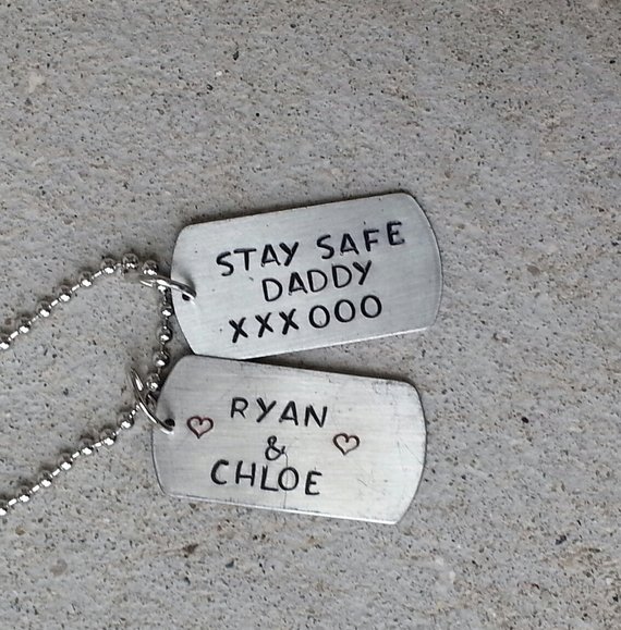 “Stay safe daddy” Personalized Dog Tag Necklace