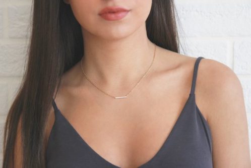 Diamond bar necklace for her