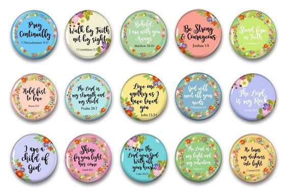 fifteen different bible quote magnets. 