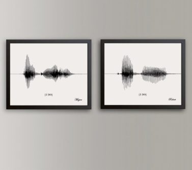 Sound wave art print idea for a 1st paper anniversary gift for men
