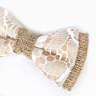 Lace and Burlap Bow Tie for men