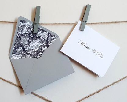 Mini cards with lace linings as a traditional lace 13th anniversary gift for him