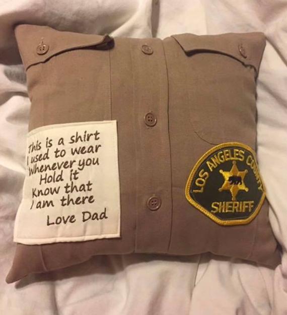 Sympathy gift ideas for loss of father include memory pillows. 
