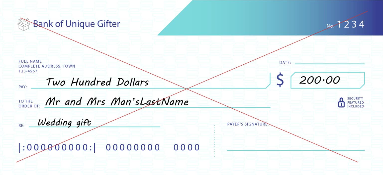 The wrong way to write a check for a wedding