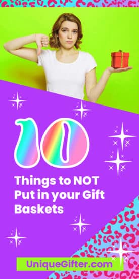 Do you know what to avoid putting in gift baskets? Things that people don't actually want or need? This list has changed the way I think about making gift baskets for gift giving and for fundraisers. Pin it to keep it in mind! #gifts #giftbasket Bad gift ideas | Fundraising tips | How to give good gifts