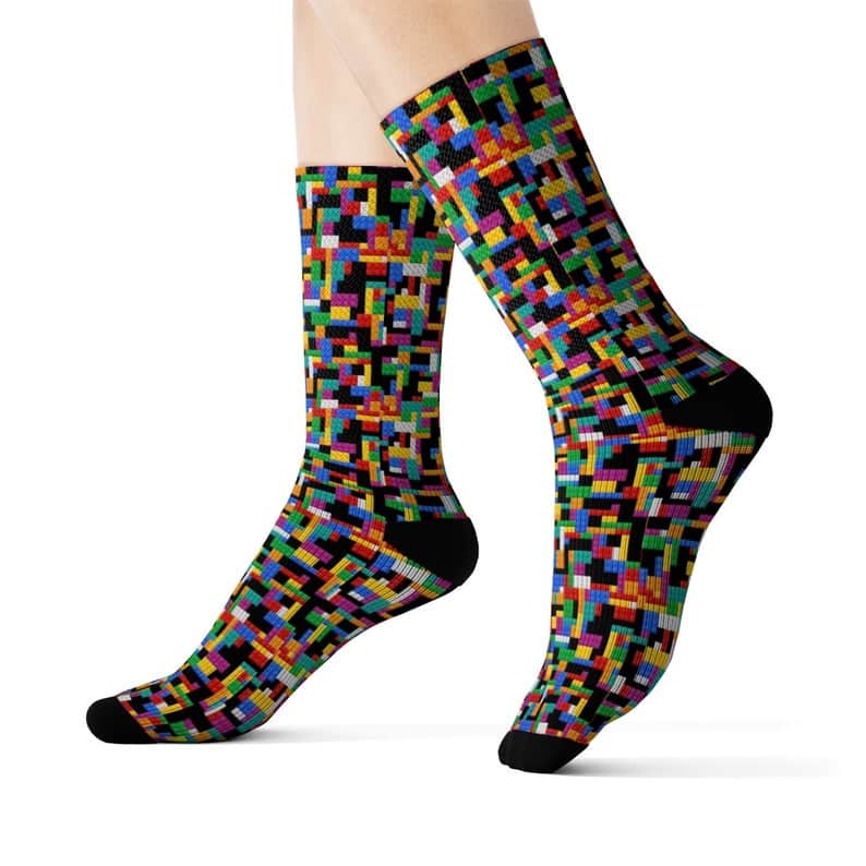 Lego pattern socks adult apparel gift 